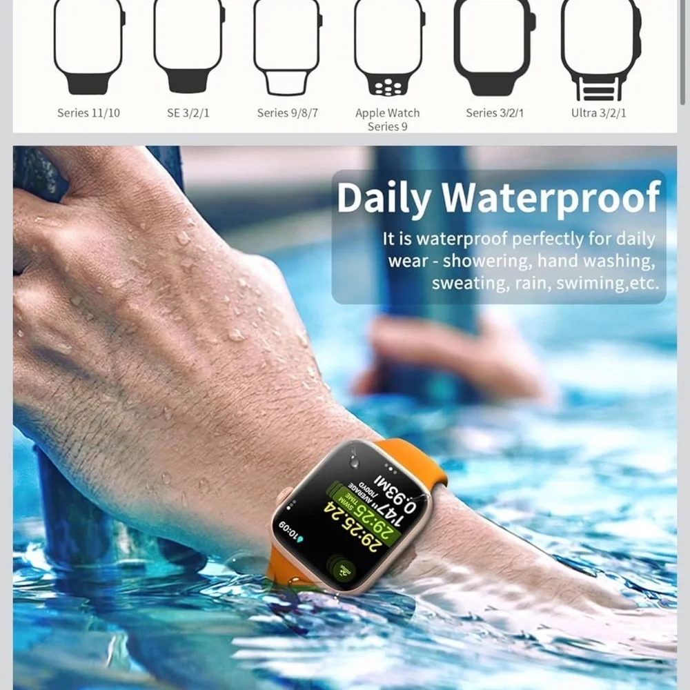 Smartwatch with Interchangeable Bands - Black, Blue, Red, White, Orange, Green